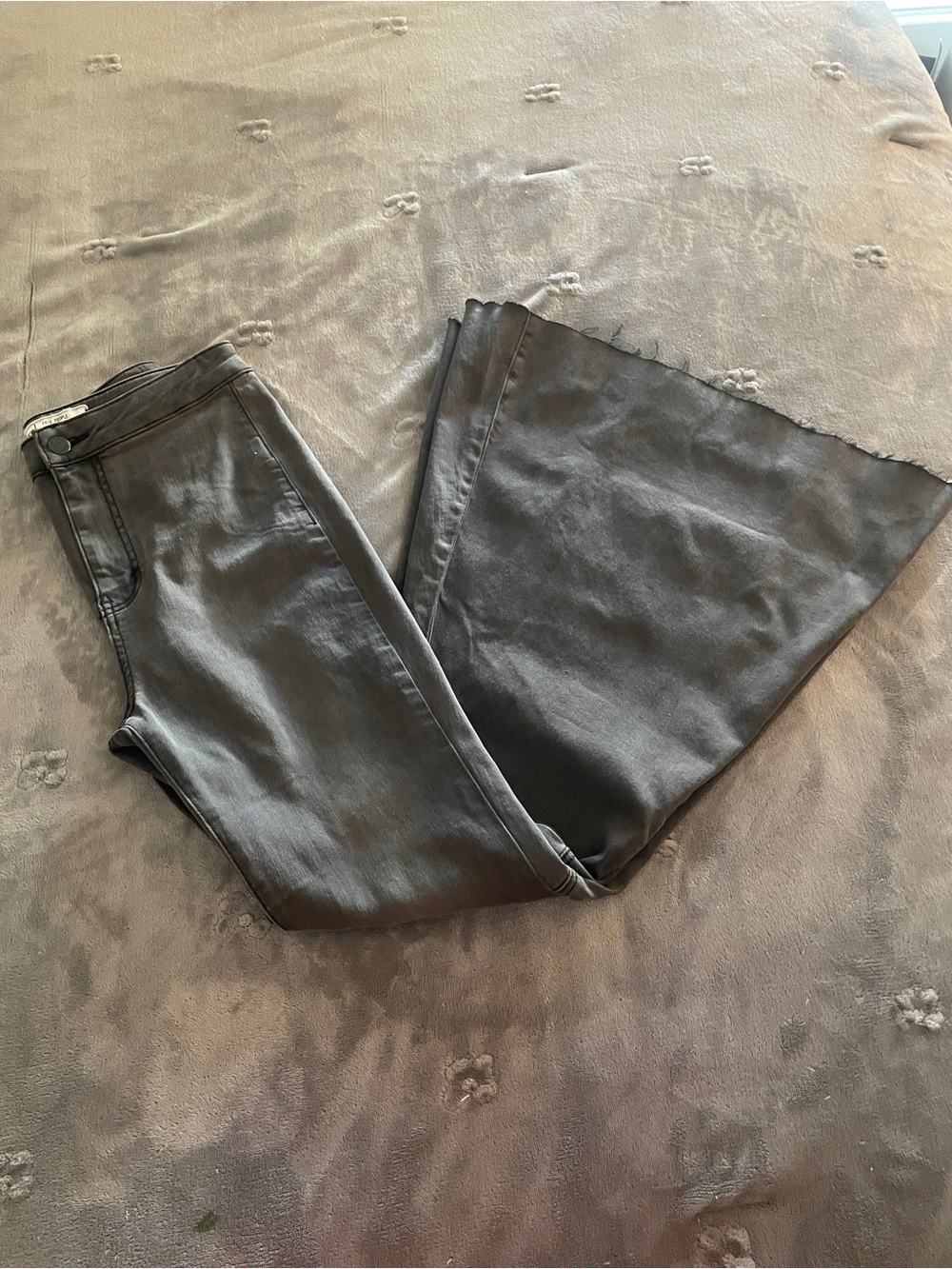 Free People Washed Black Wide Leg Flare Jeans